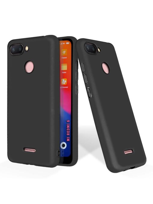 Plain Black Soft Silicone Case for Xiaomi Redmi 6 Zapvi