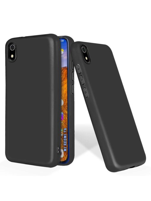 Plain Black Soft Silicone Case for Xiaomi Redmi 7A Zapvi