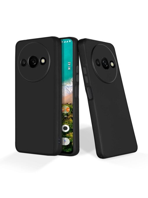 Plain Black Soft Silicone Case for Xiaomi Redmi A3 (2024) Zapvi