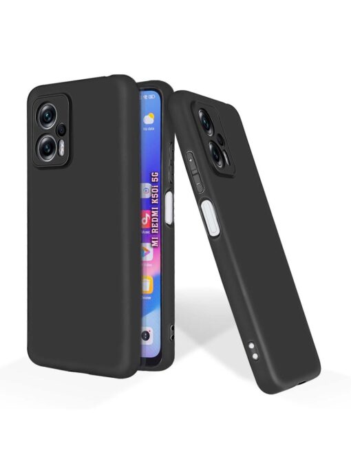 Plain Black Soft Silicone Case for Xiaomi Redmi K50I (5G) Zapvi