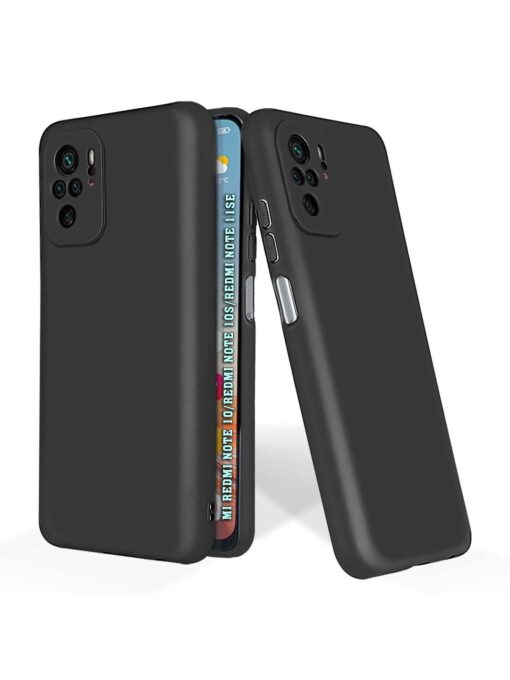 Plain Black Soft Silicone Case for Xiaomi Redmi Note 10 Zapvi