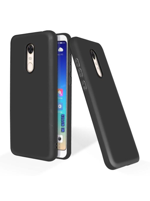 Plain Black Soft Silicone Case for Xiaomi Redmi Note 5 Zapvi