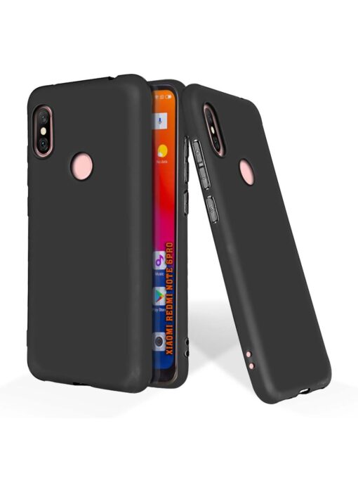 Plain Black Soft Silicone Case for Xiaomi Redmi Note 6 Pro