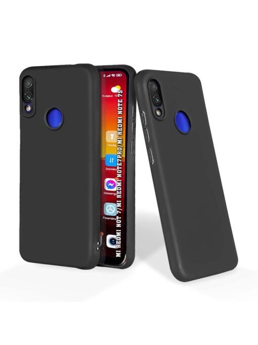 Plain Black Soft Silicone Case for Xiaomi Redmi Note 7 Zapvi