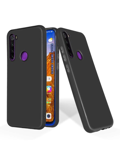 Plain Black Soft Silicone Case for Xiaomi Redmi Note 8 Zapvi