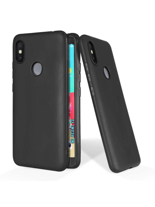 Plain Black Soft Silicone Case for Xiaomi Redmi Y2 Zapvi