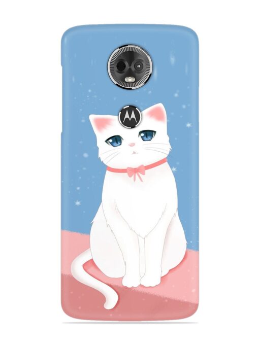 Cute White Cat Snap Case for Motorola Moto E5 Plus