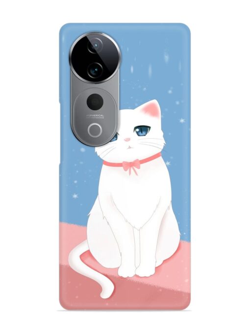 Cute White Cat Snap Case for Vivo T3 Ultra (5G)