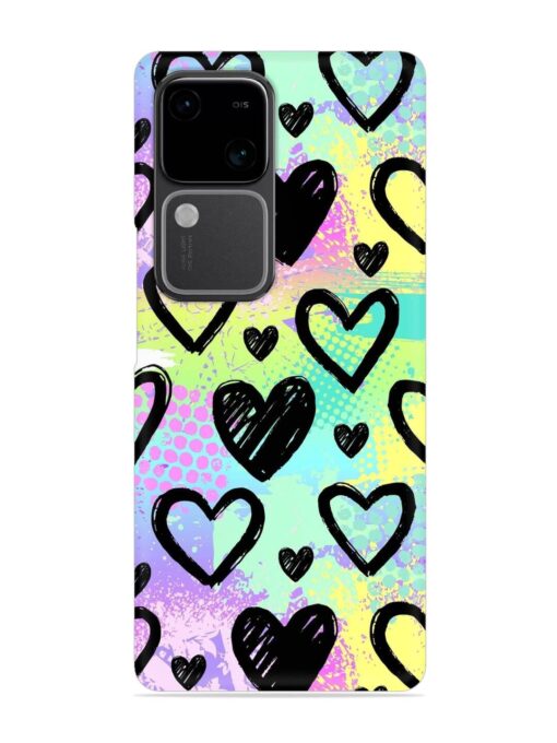 Bright Pattern Hearts Snap Case for Vivo V30 (5G)