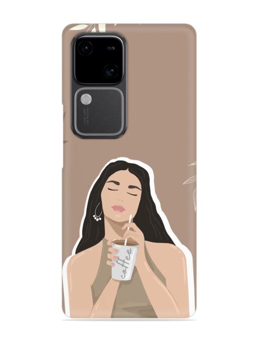 Girl With Coffee Snap Case for Vivo V30 (5G)