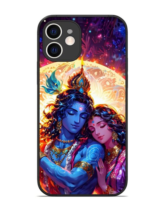 Radha Krishna Art Glossy Metal Phone Cover for Apple Iphone 12