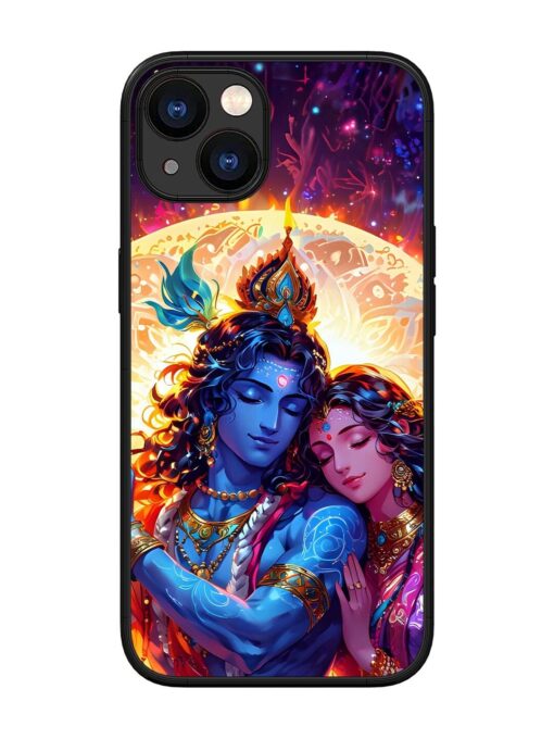 Radha Krishna Art Glossy Metal Phone Cover for Apple Iphone 13 Zapvi