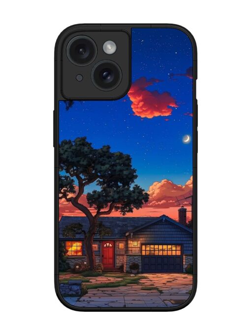 Serene Suburban Twilight Glossy Metal Phone Cover for Apple Iphone 15 Zapvi