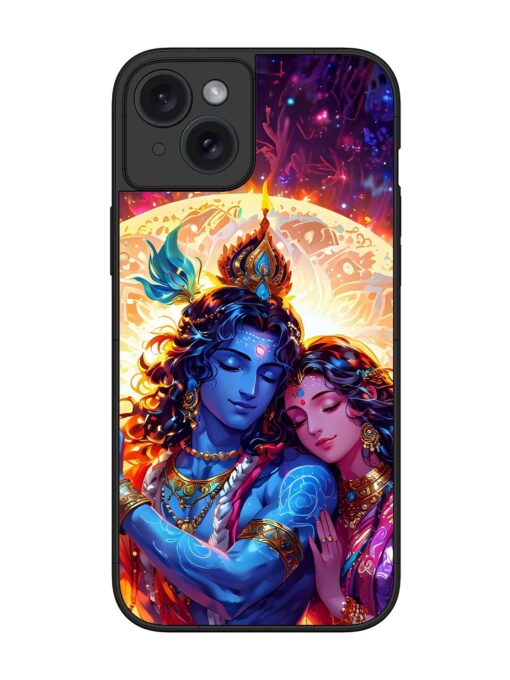 Radha Krishna Art Glossy Metal Phone Cover for Apple Iphone 15 Plus