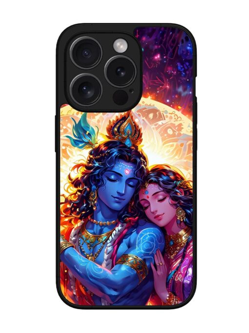 Radha Krishna Art Glossy Metal Phone Cover for Apple Iphone 15 Pro Zapvi