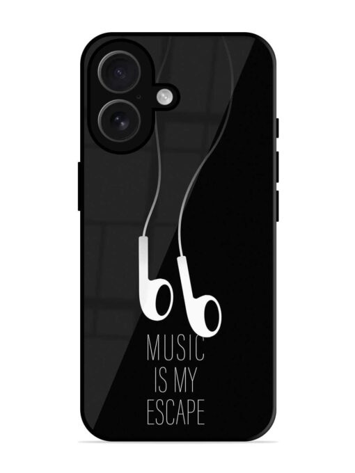 Music Is My Escape Glossy Metal Phone Cover for Apple Iphone 16