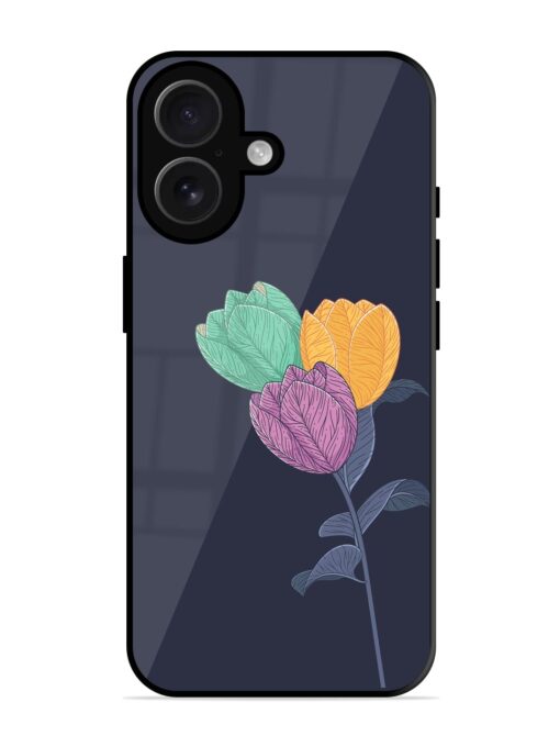 Flower Vector Glossy Metal Phone Cover for Apple Iphone 16 Zapvi