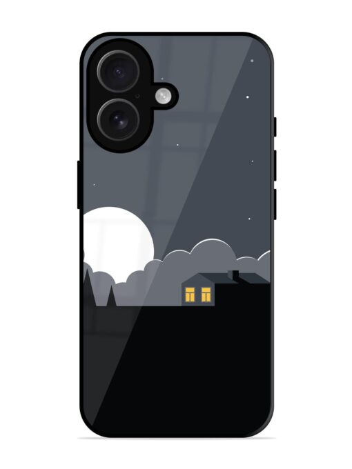 Full Moon Vector Art Glossy Metal Phone Cover for Apple Iphone 16