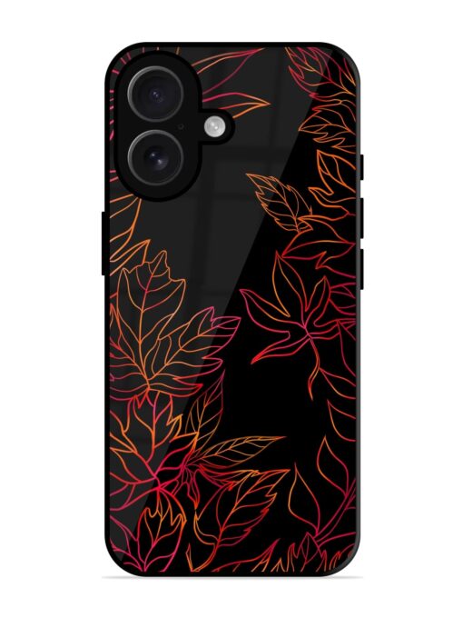 Red Floral Pattern Glossy Metal Phone Cover for Apple Iphone 16