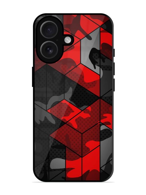 Royal Red Camouflage Pattern Glossy Metal Phone Cover for Apple Iphone 16