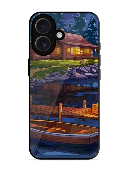 Village Night Scene Glossy Metal Phone Cover for Apple Iphone 16 Zapvi