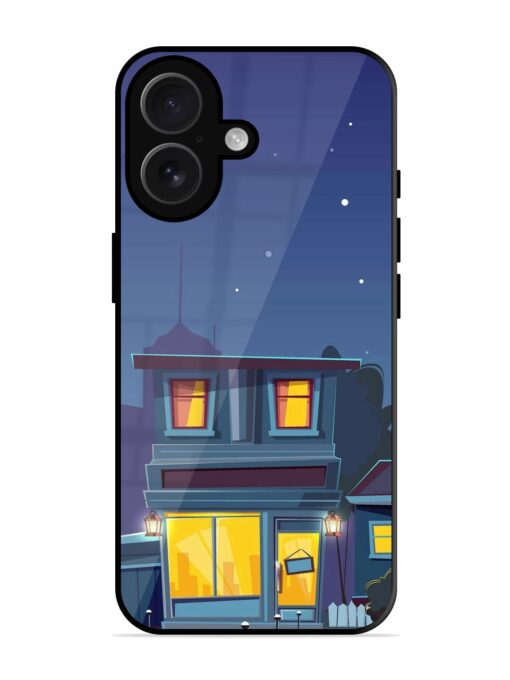 Vector Night House Glossy Metal Phone Cover for Apple Iphone 16 Zapvi