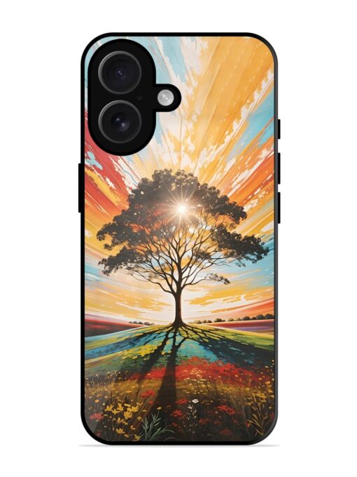 Abstract Tree Colorful Art Glossy Metal Phone Cover for Apple Iphone 16 Zapvi