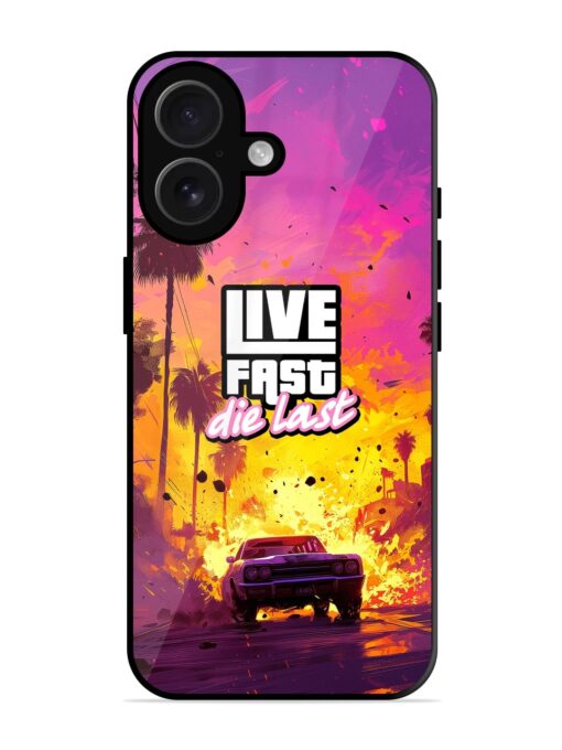 Live Fast Glossy Metal Phone Cover for Apple Iphone 16