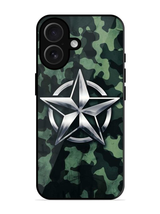 Indian Army Star Design Glossy Metal Phone Cover for Apple Iphone 16 Plus