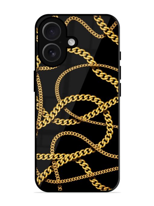 Decorative Golde Chain Glossy Metal Phone Cover for Apple Iphone 16 Plus