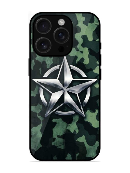 Indian Army Star Design Glossy Metal Phone Cover for Apple Iphone 16 Pro Zapvi