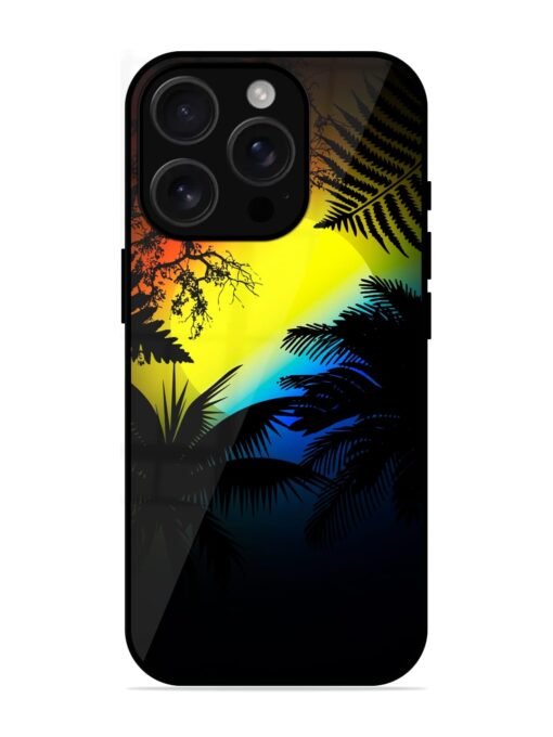 Colorful Sunset With Palm Trees Glossy Metal Phone Cover for Apple Iphone 16 Pro