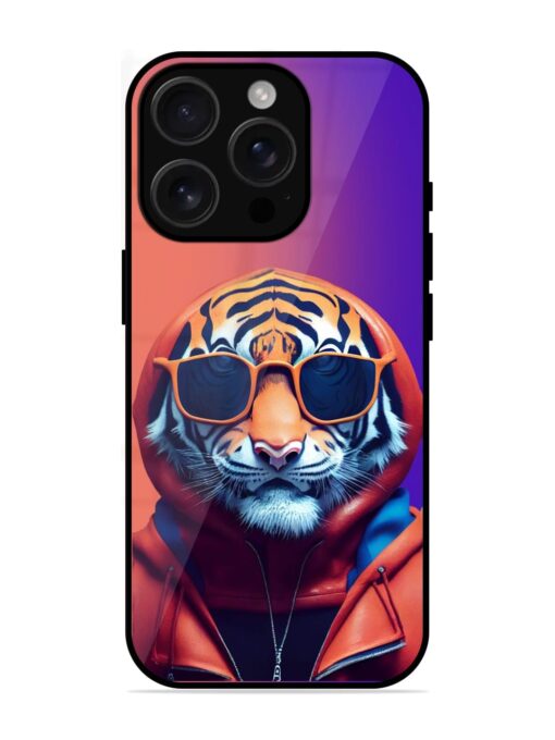 Tiger Animation Glossy Metal Phone Cover for Apple Iphone 16 Pro Zapvi