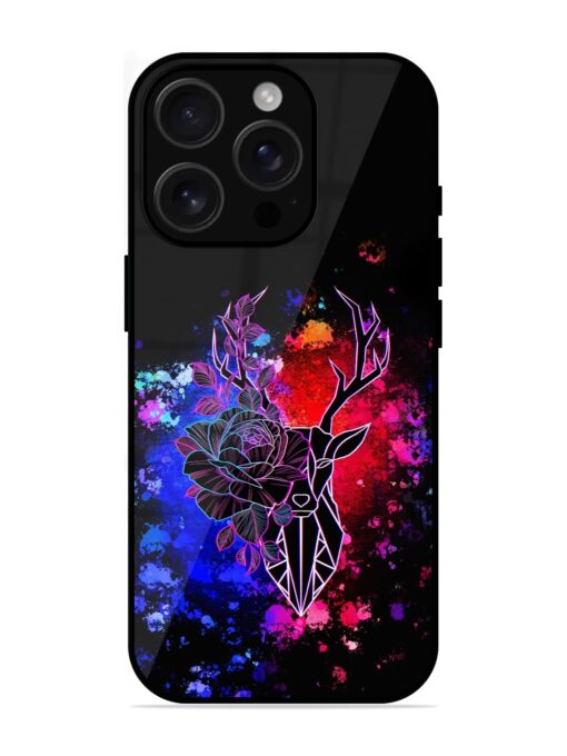 Floral Deer Art Glossy Metal Phone Cover for Apple Iphone 16 Pro