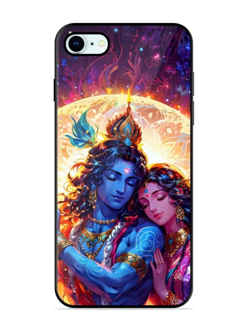 Radha Krishna Art Glossy Metal Phone Cover for Apple Iphone 8 Zapvi