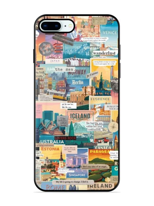 Travel Inspiration Collage Glossy Metal Phone Cover for Apple Iphone 8 Plus Zapvi