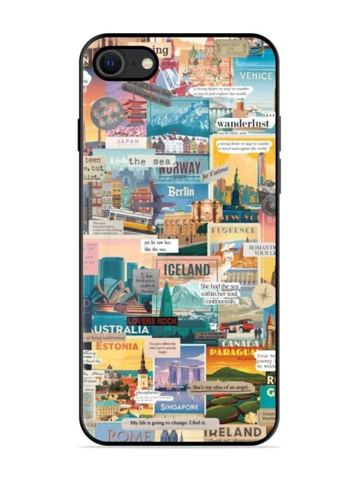 Travel Inspiration Collage Glossy Metal Phone Cover for Apple Iphone Se (2020)