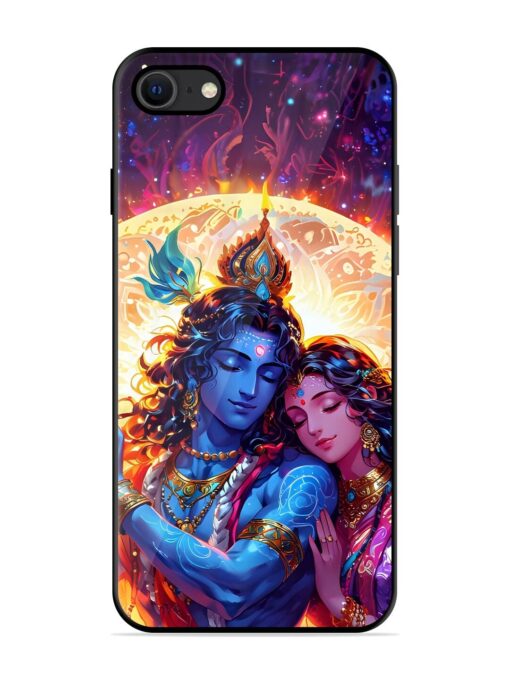 Radha Krishna Art Glossy Metal Phone Cover for Apple Iphone Se (2020)