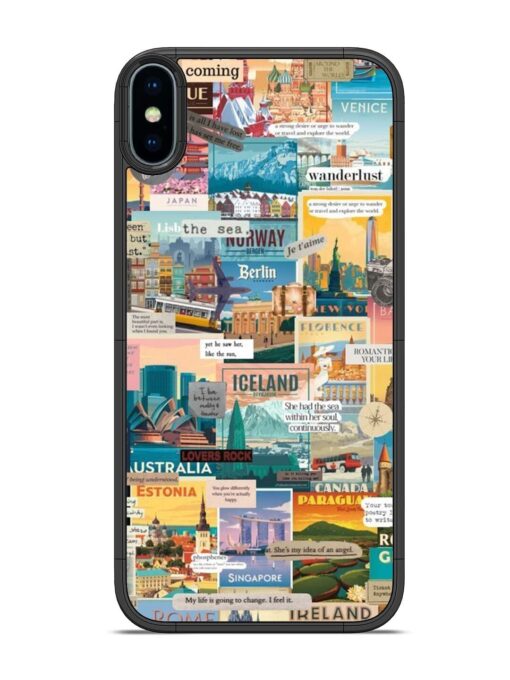 Travel Inspiration Collage Glossy Metal Phone Cover for Apple Iphone X Zapvi