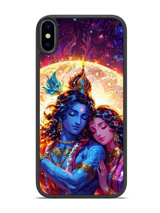 Radha Krishna Art Glossy Metal Phone Cover for Apple Iphone X