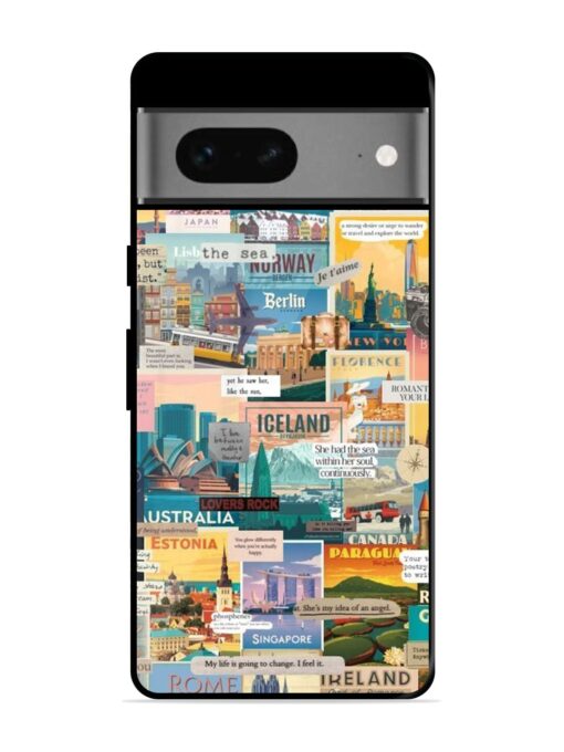 Travel Inspiration Collage Glossy Metal Phone Cover for Google Pixel 7 Zapvi