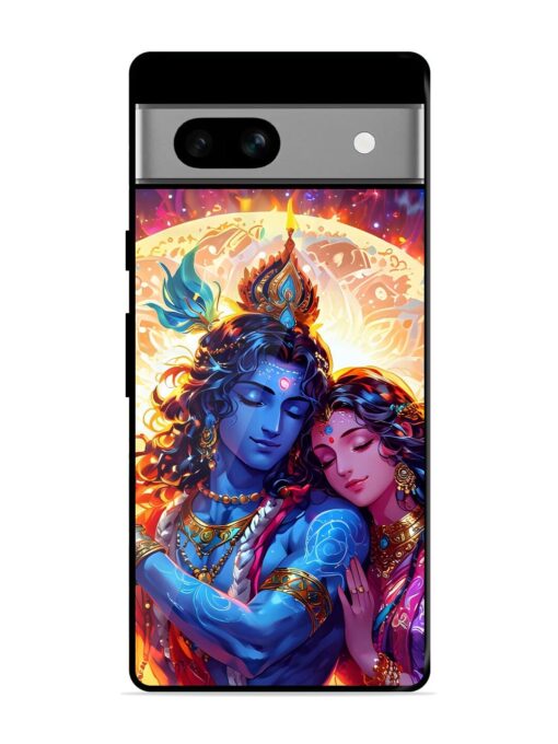 Radha Krishna Art Glossy Metal Phone Cover for Google Pixel 7A