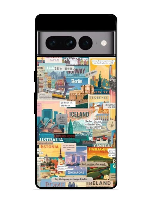 Travel Inspiration Collage Glossy Metal Phone Cover for Google Pixel 7 Pro Zapvi