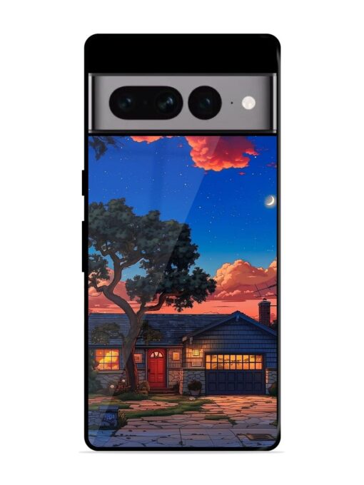 Serene Suburban Twilight Glossy Metal Phone Cover for Google Pixel 7 Pro