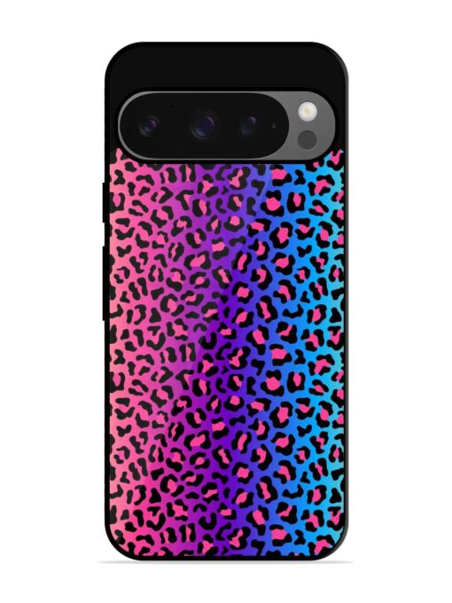 Colorful Leopard Seamless Glossy Metal Phone Cover for Google Pixel 9 Pro Xl