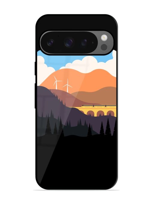 Minimal Mountain Vector Glossy Metal Phone Cover for Google Pixel 9 Pro Xl