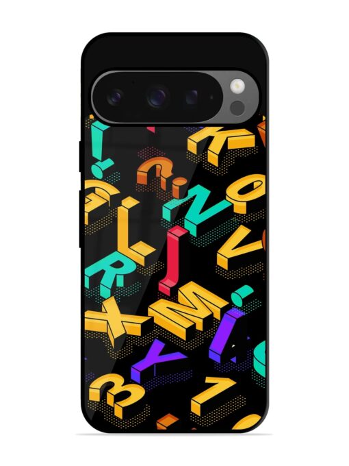 Seamless Pattern With Letters Glossy Metal Phone Cover for Google Pixel 9 Pro Xl