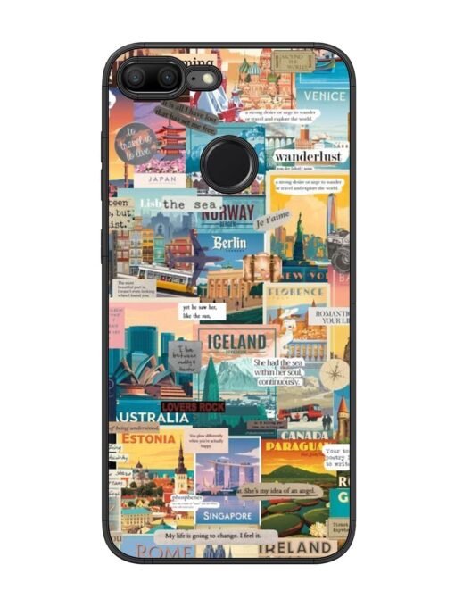 Travel Inspiration Collage Glossy Metal Phone Cover for Honor 9 Lite Zapvi