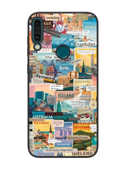 Travel Inspiration Collage Glossy Metal Phone Cover for Honor Y9 (2019) Zapvi