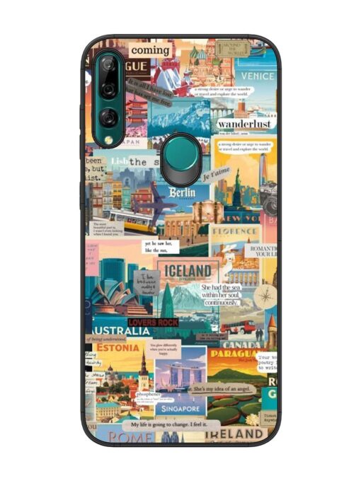 Travel Inspiration Collage Glossy Metal Phone Cover for Honor Y9 Prime Zapvi